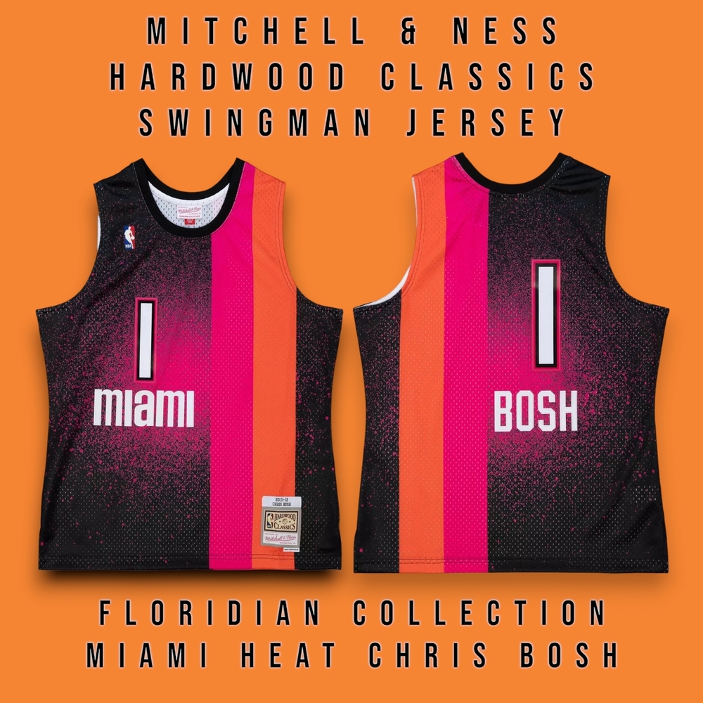 Mitchell & Ness Miami Heat Chris Bosh Jersey - Black and Pink